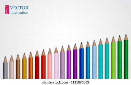 Set Of Coloured Pencils. Illustration On Grid Paper. EPS 10