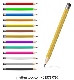 Set of Coloured pencils. Illustration on white background