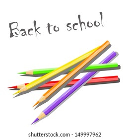 Set of Coloured pencils. Illustration on white background