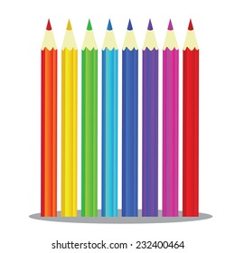 Set of Coloured pencils - Illustration on white background - vector