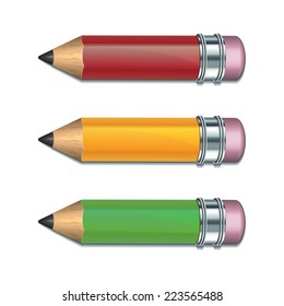 Set of Coloured pencils. Vector illustration on white background