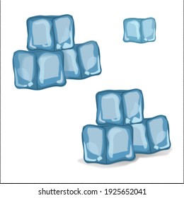 Conjunto de tres trozos de hielo de color con y sin sombra 

