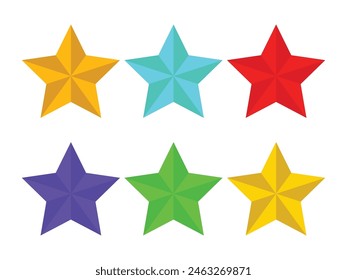 Set of colourful 3d stars vector illustration 