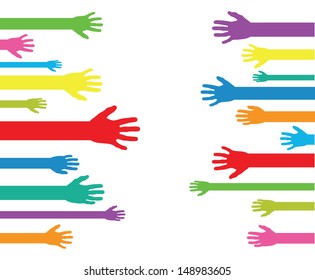 a set of colourful abstract hand silhouettes