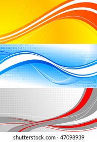 set of colourful banners: waves on bright backgrounds