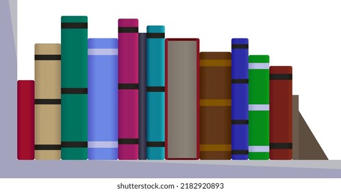 A set of colourful books on a shelf.