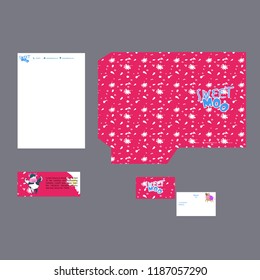 set colourful Branding stationary illustration template for restaurant,coffee shop, cafe, drink shop,milk store food and drink. Flat design for poster,coupon, banner,voucher,website,gift,card