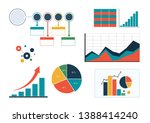 set of colourful business charts and diagram, infographic template flowchart isolated vector graphs image