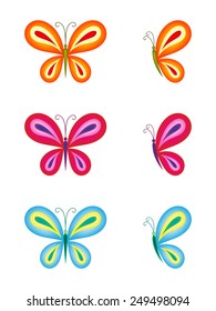 Set of colourful butterflies. Vector design for any decoration.