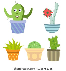 Set of colourful cacti
