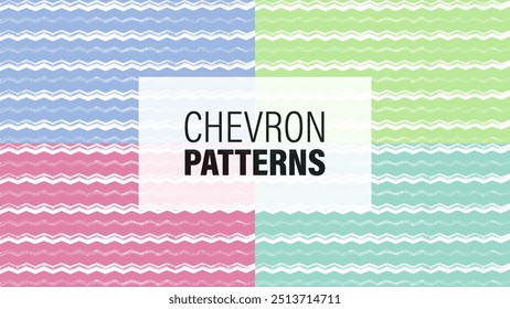 Set of colourful chevron zig-zag geometric seamless pattern vector illustration.	
