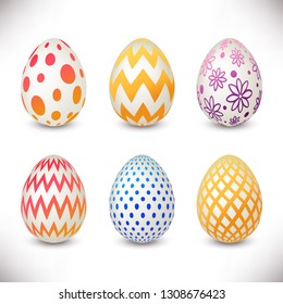 Set of colourful easter eggs isolated on white background for your design. 