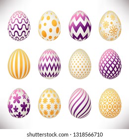Set of colourful easter eggs isolated on white background for your design.