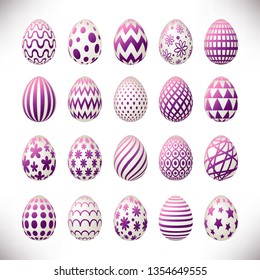Set of colourful easter eggs isolated on white background for your design.