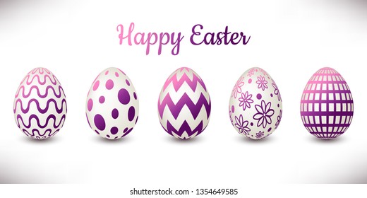 Set of colourful easter eggs isolated on white background for your design.