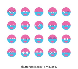 Set of colourful emoticon vector. Emoji vector. Smile icon set. Flat design