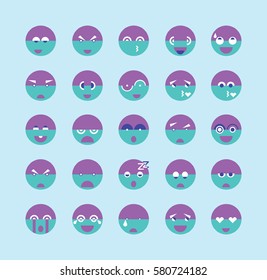 Set of colourful emoticon vector. Emoji vector. Smile icon set. Flat design