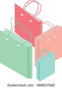 Set of colourful empty shopping bags