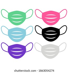 set of colourful face mask vector
