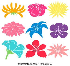 Similar Images, Stock Photos & Vectors of Flower silhouette set