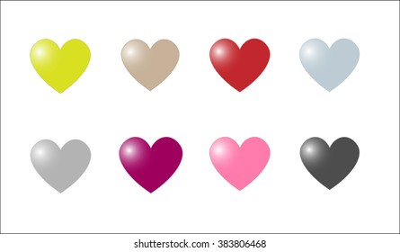 a set of colourful hearts