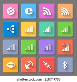 Set of colourful icons with indicator connect