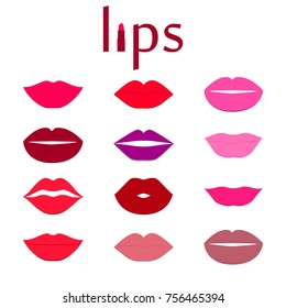 Set of colourful lips. Vector illustration.