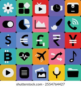 Set colourful mobile UI application icon sets. 