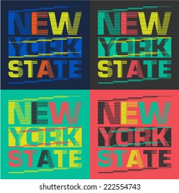 Set of Colourful New York State typography design for printing companies