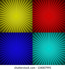 Set Colourful Radial Rays Abstract Background Stock Vector (Royalty ...