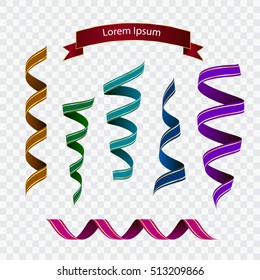 Set of colourful ribbons on checked background 