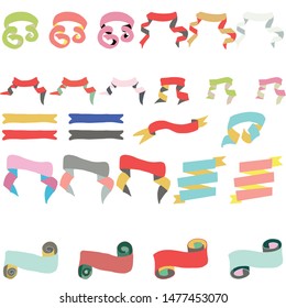 Set of colourful ribbons on white background. Vector illustration