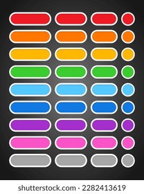 Set of colourful  rounded buttons. 2d asset for user interface GUI in mobile application or casual video game.