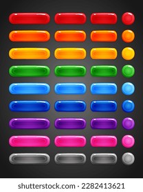 Set of colourful  rounded buttons. 2d asset for user interface GUI in mobile application or casual video game.
