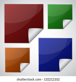 Set of colourful square stickers, vector illustration