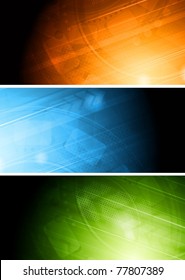 Set of colourful technical banners. Eps 10