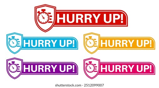 set colourful trendy hurry up icon. quick Sign label design template vector illustration