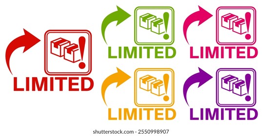 set colourful trendy limited icon sign. Limited offer label design template vector illustration