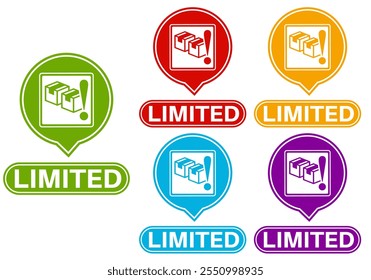 set colourful trendy limited icon sign. Limited offer label design template vector illustration
