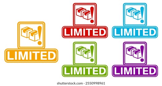 set colourful trendy limited icon sign. Limited offer label design template vector illustration	
