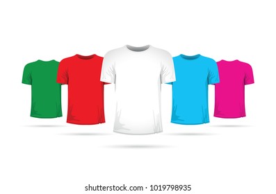 set of colourful t-shirts