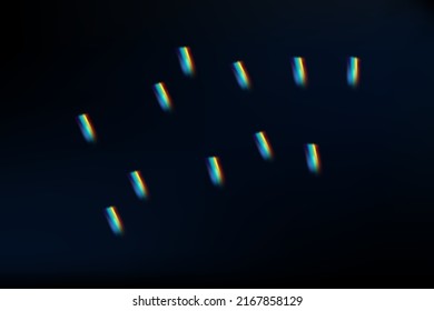 A set of colourful vector lens, crystal rainbow  light  and  flare transparent effects.Overlay for backgrounds.Triangular prism concept.