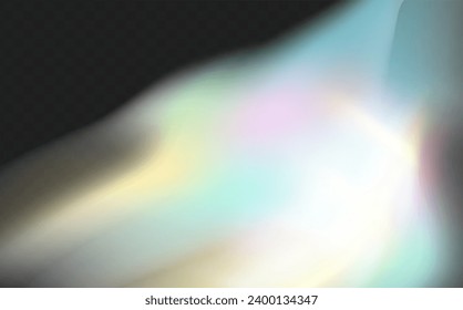 A set of colourful vector lens, crystal rainbow  light  and  flare transparent effects.Overlay for backgrounds.Triangular prism concept.