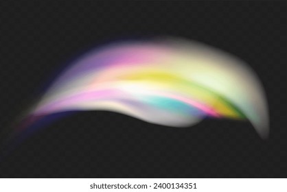 A set of colourful vector lens, crystal rainbow  light  and  flare transparent effects.Overlay for backgrounds.Triangular prism concept.