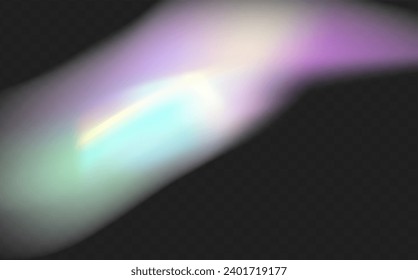 A set of colourful vector lens, crystal rainbow  light  and  flare transparent effects.Overlay for backgrounds.Triangular prism concept.