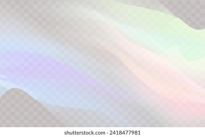 Un conjunto de lentes vectoriales coloridas, luz arco iris de cristal y efectos transparentes de la bengala.Superposición para fondos.Concepto de prisma triangular.