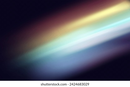 Conjunto de lentes vectoriales coloridas, luz de arco iris de cristal y efectos transparentes de destello.Superposición para fondos.Concepto de prisma triangular.