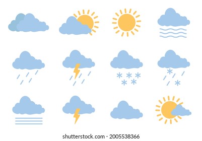 Conjunto de coloridos iconos del tiempo ilustración vectorial.
