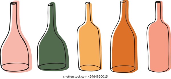 Set von bunten Weinflaschen