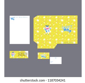 set colourful.Branding stationary illustration template for restaurant,coffee shop, cafe, drink shop,milk store food and drink. Flat design for poster,coupon, banner,voucher,website,gift,card
